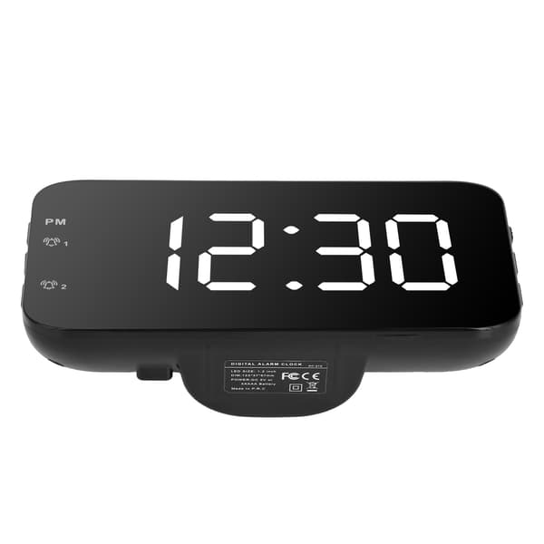 Vit LED Digital Väckarklocka Bärbar Bordsklocka med Snooze för Sovrum Resor