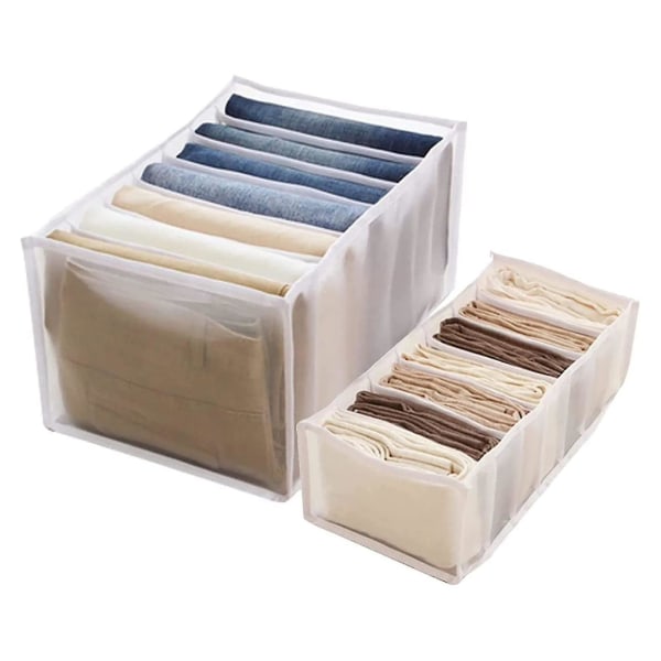 2 kpl 7 ritilää Pestävä vaatekaappi Vaatteet Organizer Farkut Leggingsit Säilytyslaatikko (36x17x12cm)/(36x25x20cm)