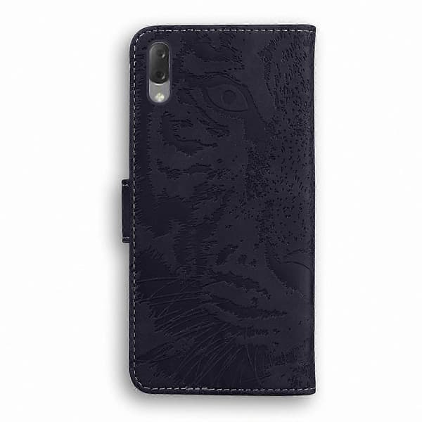 Tiger Emed Läderplånboksfodral med Kortfack och Hållare för Xperia L4 Black