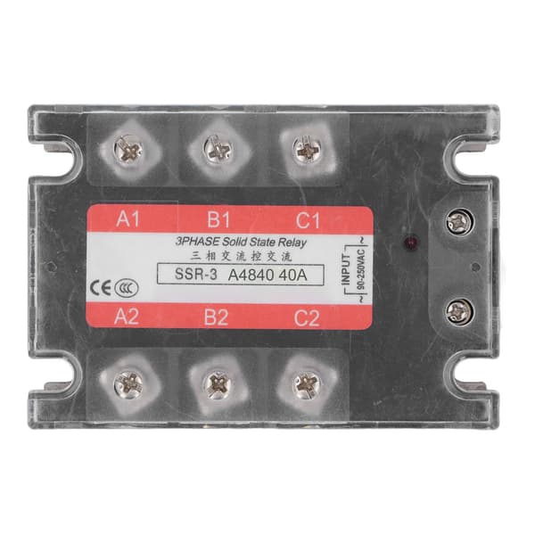 3-faset solid state relæ 40A LED-indikator Gennemsigtigt dæksel AC til AC SSR 90-250V Input 24-480V Output