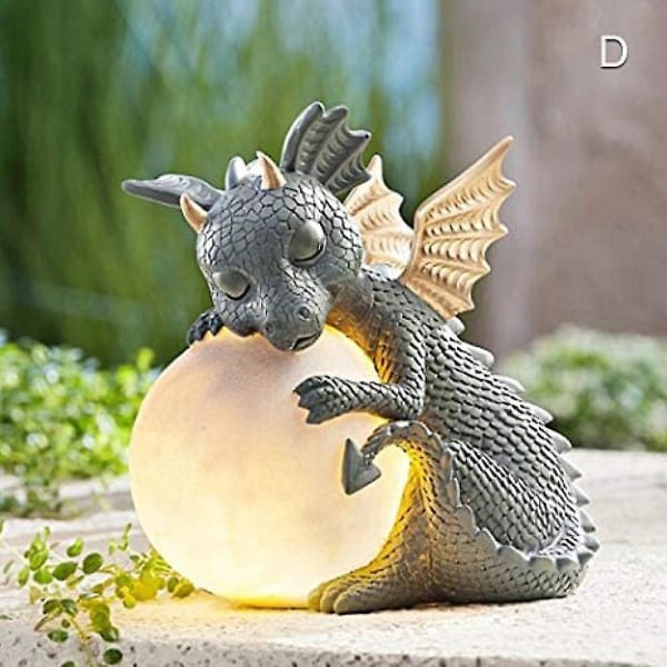 Trädgård Dragon Mediterad staty samla harts prydnad utomhus Yard dekor