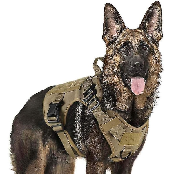 Taktisk hundsele Nylon Justerbar träningssele Arbetsväst för husdjur Khaki XL