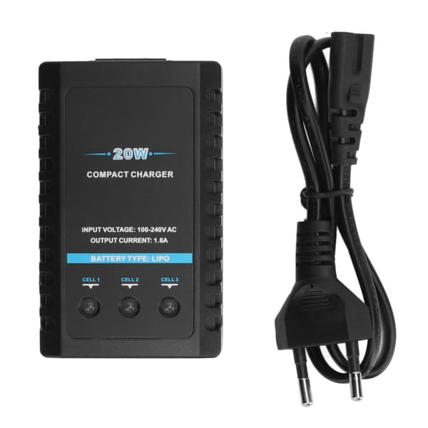 20W Balanceoplader til Lithium Polymer Batterier med LED-indikator EU-stik 110‑240V