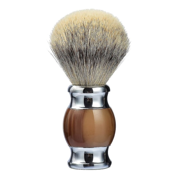 Sterling sølv spids barberbørste med fint harpiks håndtag og rustfrit stål base (brun)