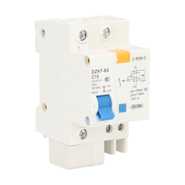 Mini MCB afbryder 1P+N 10A 230V 400V 30mA 6000A brydeevne til hjemmet