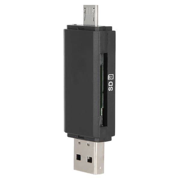 OTG/USB2.0 Kortlæser Multifunktionel Højhastigheds Kortlæser til Win XP/Win10/Win8/Win7 Sort