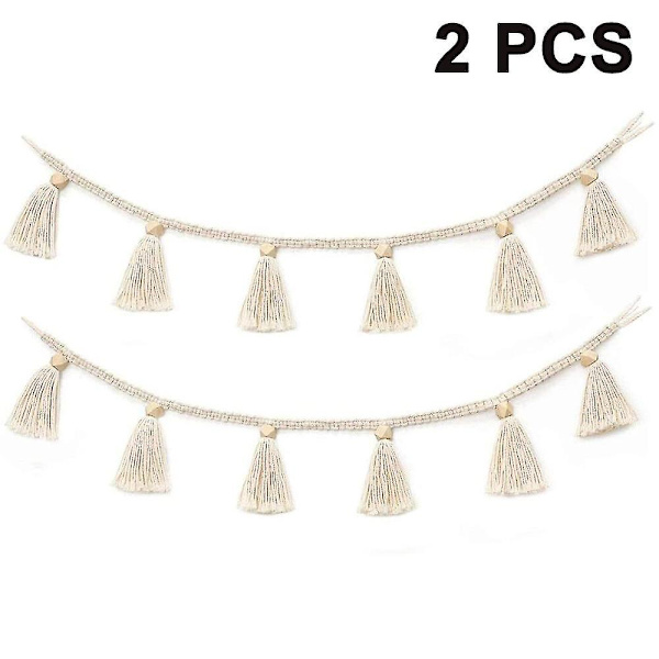2kpl Macrame seinälle ripustettava kuvakudos hapsu Garland Banneri puuvillainen kudottu seinäkoristelu Boho-talon sisustukseen, lastenhuoneen sisustukseen