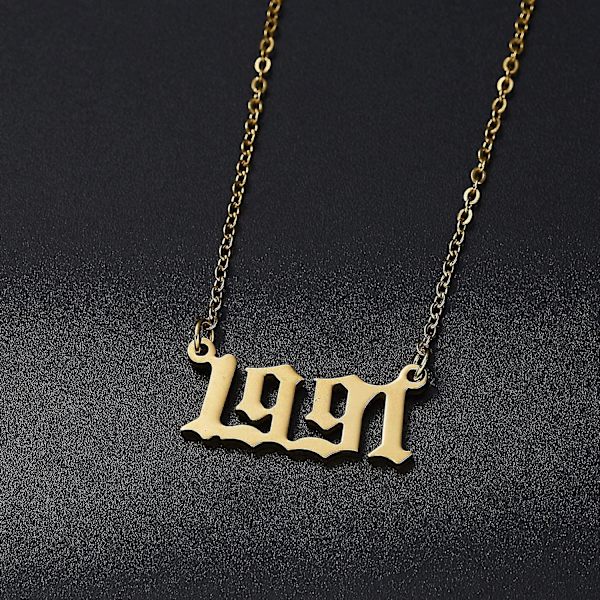 Fødselsår halskæde guld/sølv rustfrit stål nummer vedhæng halskæde 1991