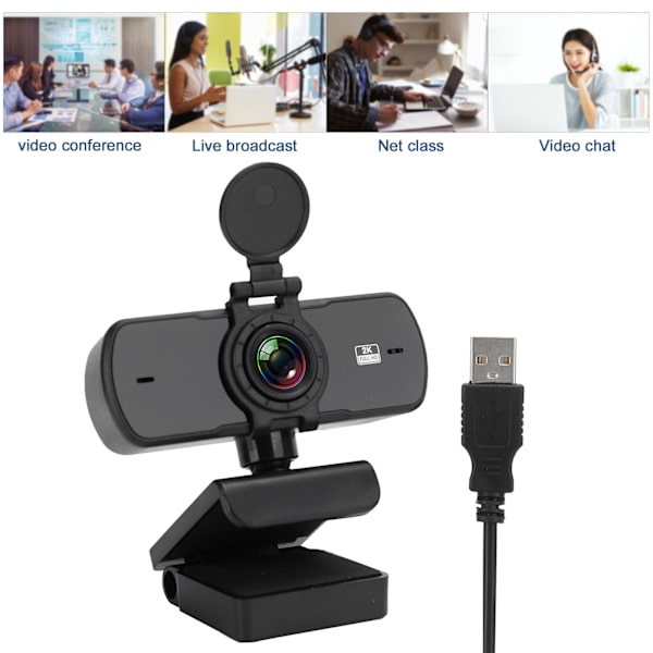Webcam med mikrofon Live Broadcast USB Computer Camera High Definition Tilbehør 2K 1440PPC-05