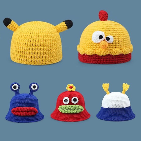 Lasten talvipipo neulotut hatut tytöille pojalle söpö sarjakuva eläin neulottu hattu 11