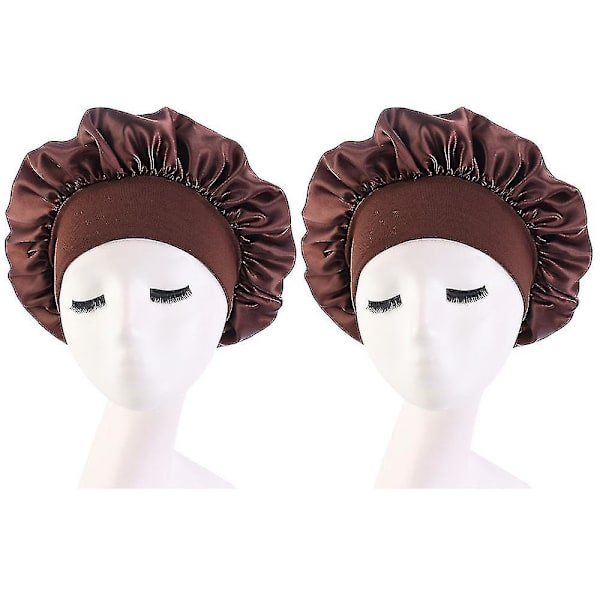 2 Pack Women Satin Solid Sleeping Hat Night Sleep Cap Hiustenhoito Bonnet Nightcap