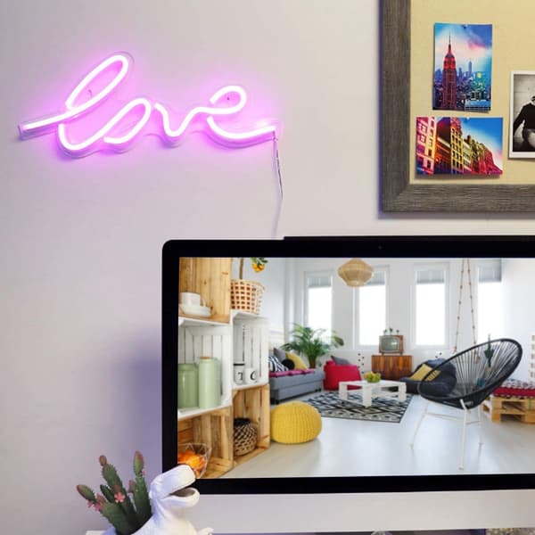 Hjerteformet Transparent Panel Neon Lys USB LED Lys til Rumindretning
