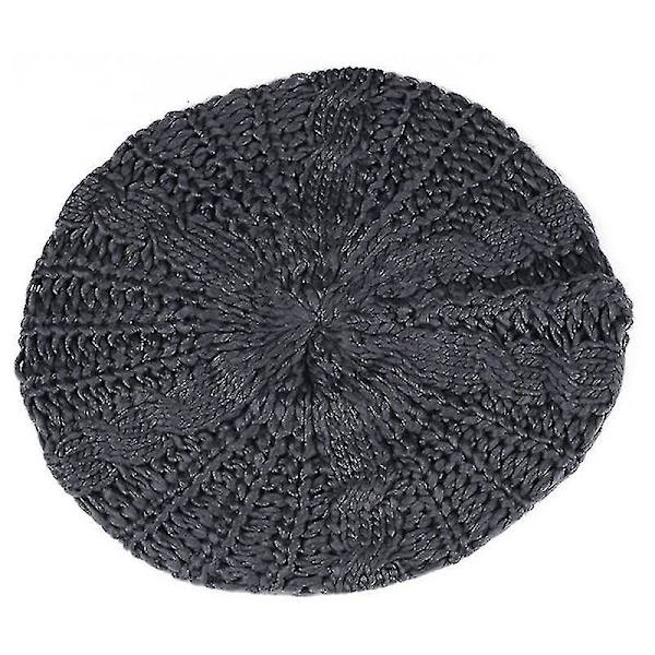 Hhcx-kvinner Vinter Varm Strikket Tykk Hekle Slouch Stretch Dame Beanie Varm Lue Dark Gray