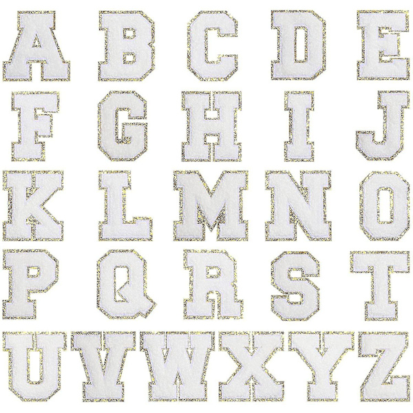 26 Pieces A-z Glitters Patch Iron On Letters Sew On Embroidered Patches Varsity Chenille English Alphabet Patches Applique Adhesive Repair Patches