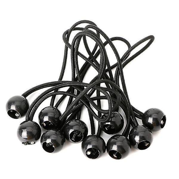 10 stk 7,87 tommer sorte elastiksnore med bolde til pavilloner, telte, camping