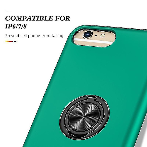 Magneettirengas Kickstand Iskunkestävä phone case Iphone 6 Plus -puhelimelle (musta) Dark Green