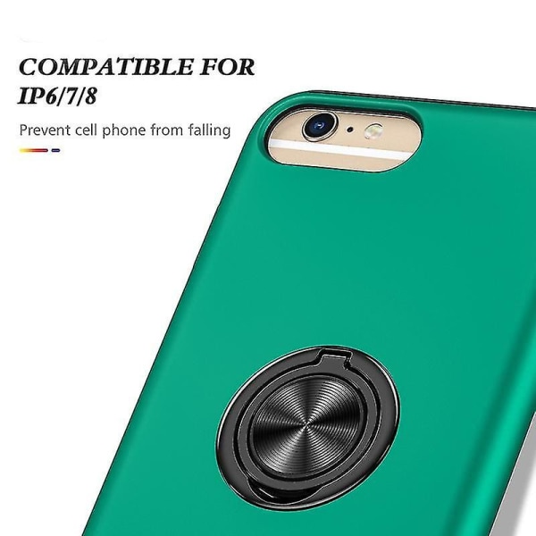 Magnetisk ring Kickstand Stötsäkert phone case för Iphone 6 Plus (svart) Dark Green