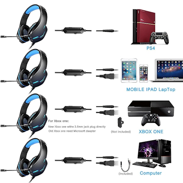 J10 Headset Kablet Headset Trådstyret Lysende E-sport Mobilspil Headset Computertilbehør