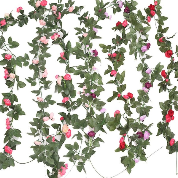 10 st 99" Blomstergirland Fake Rose Vine Konstgjord Blomma Hängande Rose Ivy Art Dekoration