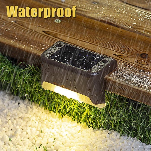4 Pack Solar Deck Lights Led Solar Step Lights Vandtætte hegnslys til udendørs trin hegn white light