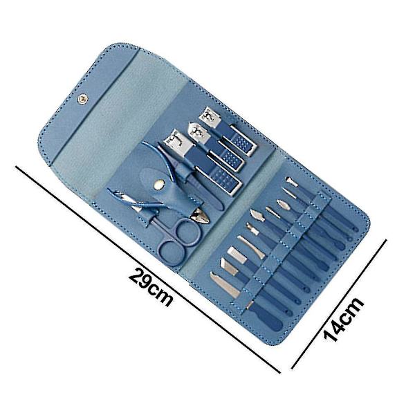 Professionell pedikyrsats Nagelklippare, Grooming Kit Nagelvårdsverktyg med resefodral i läder