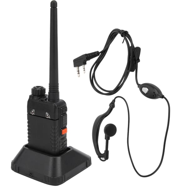 Bærbart Walkie Talkie Sæt med LCD Display og Øretelefon Sort EU Stik 100-240V