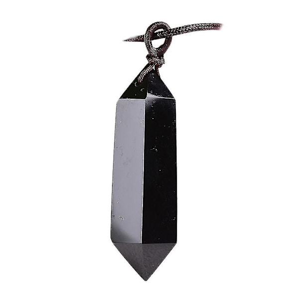 Fluorithänge Crystal Hex Corner Pointer Bottle Terminal Pendant Halsband Svart Black