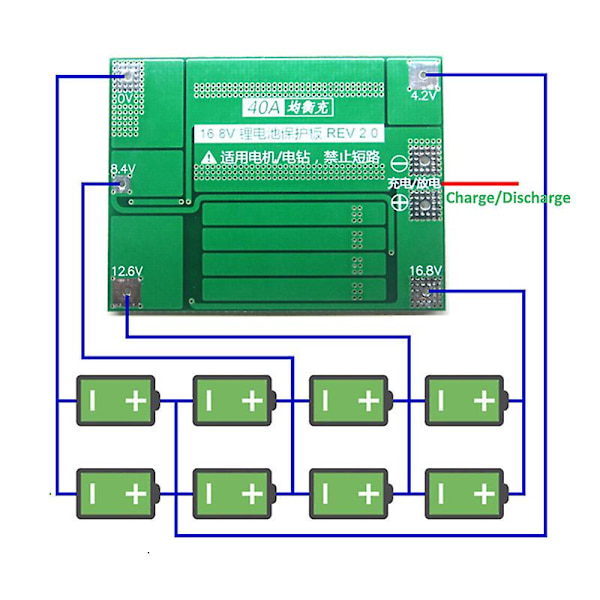 4s 40a 18650 - Litiumbatteriladdare Pcb Board Bms skyddsmodul för borrmotor 14,8v 16,8v green