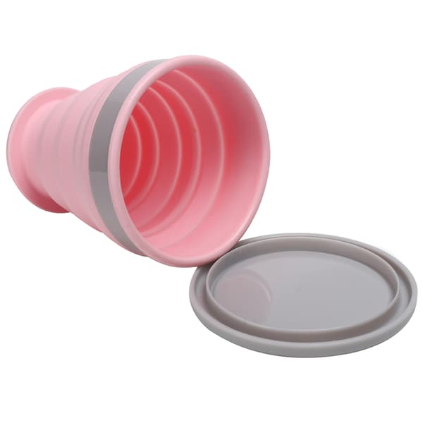 Vikbar Silikon Vattenflaska Infällbar Resemugg för Utomhussporter Rosa