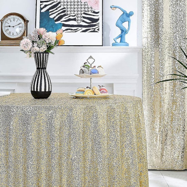 Rund pailletter dug, glitter dug til brude dekorationer Gold 120cm