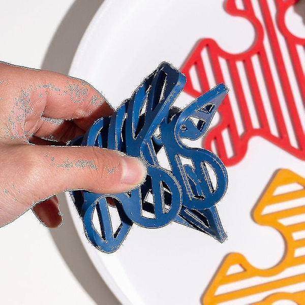 4st Creative Puzzle Shape Bord Kaffe Bordstablett Kökstillbehör Blå Gul Svart Röd Randig