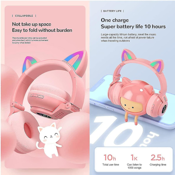 Headset Trådlöst Bluetooth Headset-rosa Pink