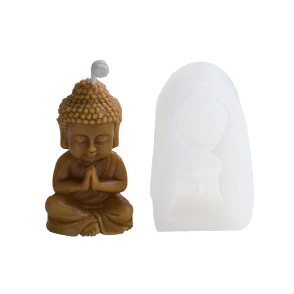 【BQ】Buddha Lysfremstilling Dekoration Silikoneharpiksform til Røgelse og Lys Cementstatueform Kunst