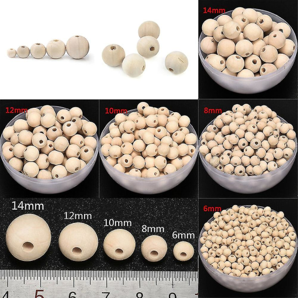 100pcs 6/8/10/12/14mm Wooden Loose Beads For Diy Jewelry Earring Bracelet Craft 6mm