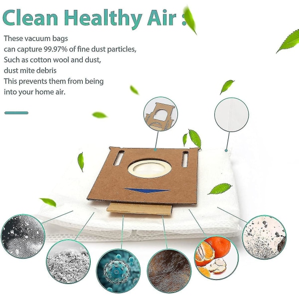Kertakäyttöinen pölypussi Ecovacs Deebot T8 Aivi / T8 / N8 Pro Plus / N8 Pro / Dx93 / Ddx96 robottipölynimuri- ja moppipuhdistimelle, 10 pakkauspussia Ecovacs Deebolle