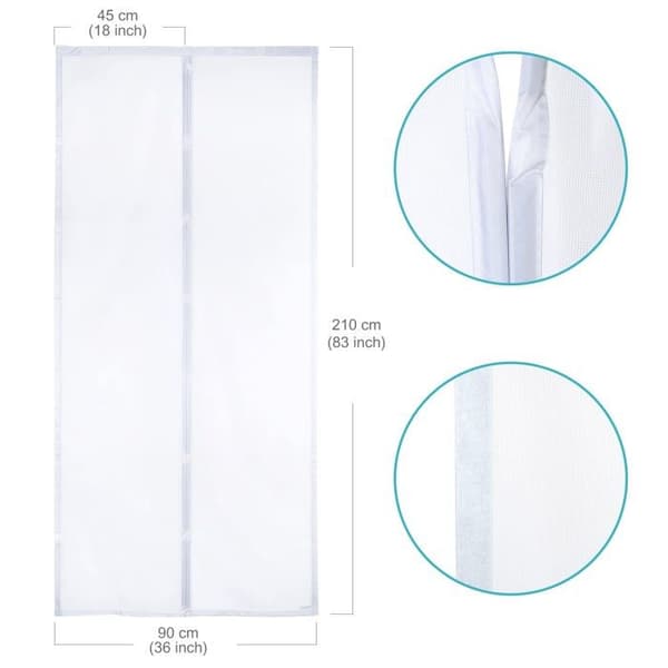 Magnetisk myggenet til døre 90×210 cm – hvidt, ultra-resistent net, automatisk lukning