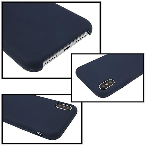 Til Iphone X Pure Color Flydende Silikone + Pc Dropproof beskyttende bagcover (mørkeblå)