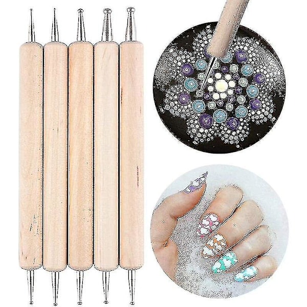 Hhcx-20pc Dobbeltsidet prikkepen Negleplet Blomst prikkeværktøj Børn Håndværk Mandala Rock Dotting