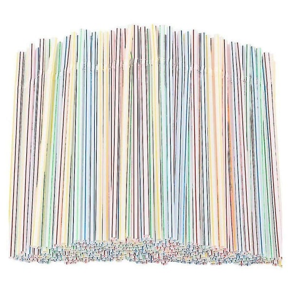 1000/1500 Pcs Flexible Plastic Straws Striped Multi Colored Disposable Straw 1000