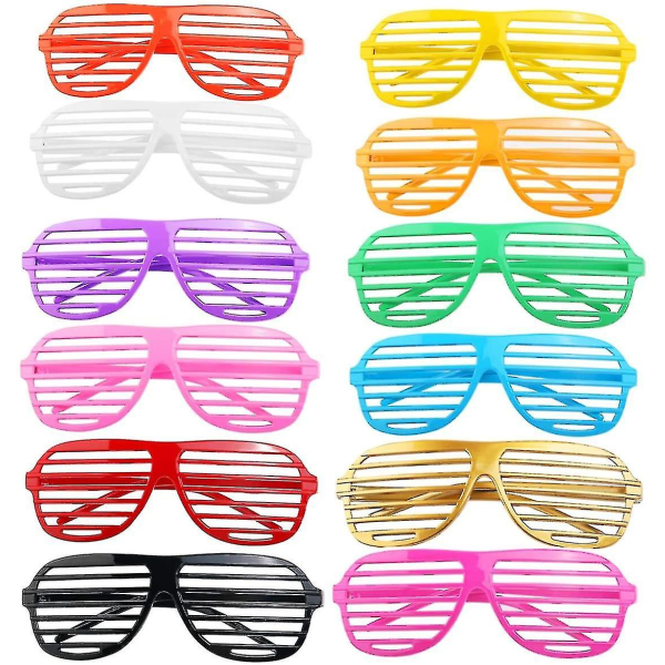 24 Blinds Sunglasses Novelty Plastic 80's Disco Party Fancy Costume Photo Prop Glasses Various Colors