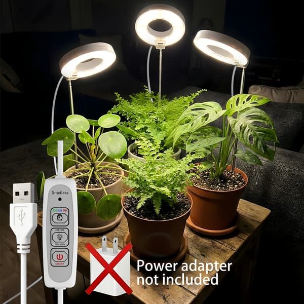 【BQ】Full Spectrum LED Grow Light 3-Pack with Timer 3/6/9H Adjustable Brightness Height for Indoor Plants