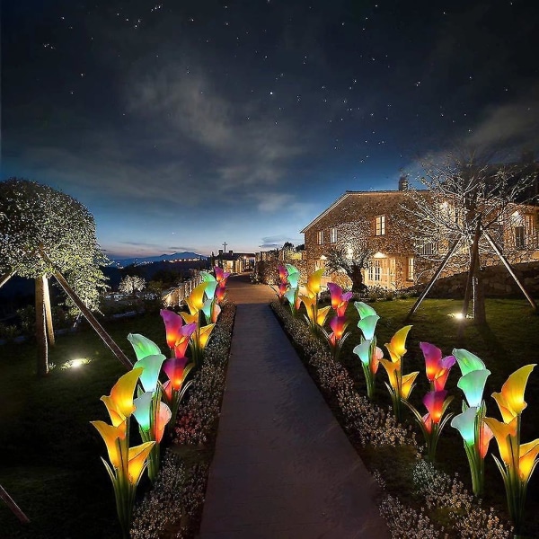 Jordplugglampe Solar Vann Taro Lily Lampe Fargerik Led Simuleringslampe Lanterne Utendørsdekorasjon Plenlampe Plug-in hagelampe