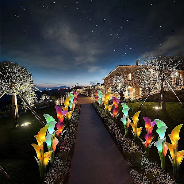 Jordstik Lampe Solar Vand Taro Lily Lampe Farverig Led Simuleringslampe Lanterne Udendørs dekoration Plænelampe Plug-in havelampe