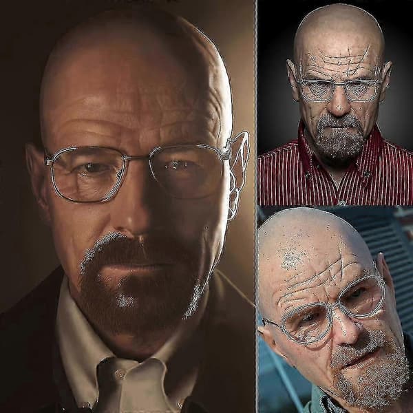 【BQ】Latex Full Head Overhead Walter White Breaking Bad Halloween Cosplay Mask Ui