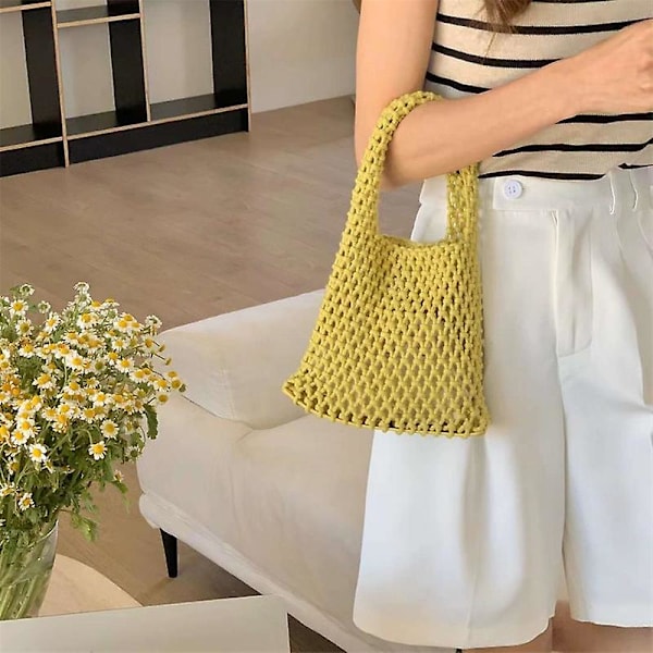 Handväska med ihålig mesh för kvinnor, gul yellow