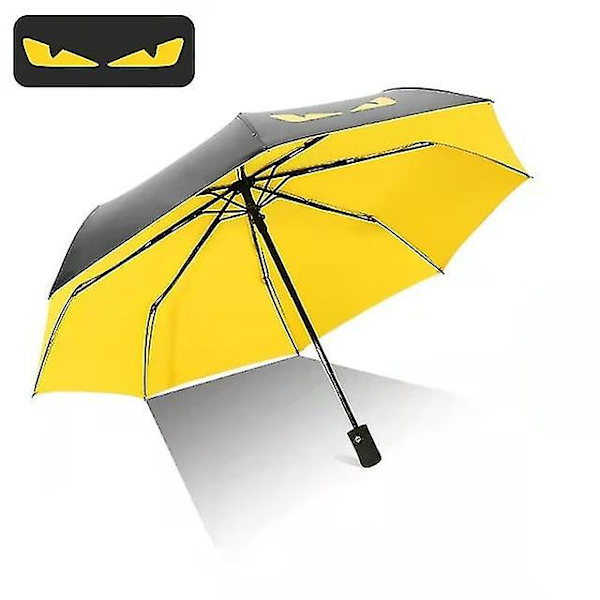 Creative Black Coating 3-fold Uv Kvinder Mænd Ikke-automatiske Business Vindtætte paraplyer Mandlige Mode Parasol Barnegaver Paraguas Automatic yellow