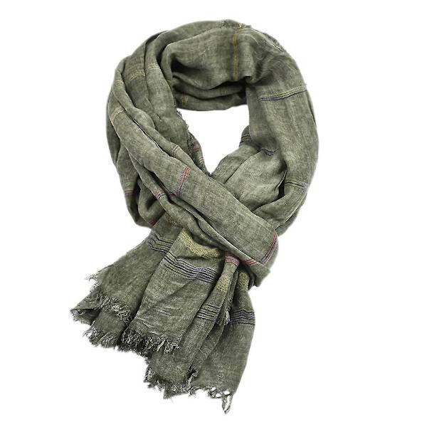 Winter Men's Scarf Cotton Linen Yarn-dyed Striped Men's Scarf A 175cm
