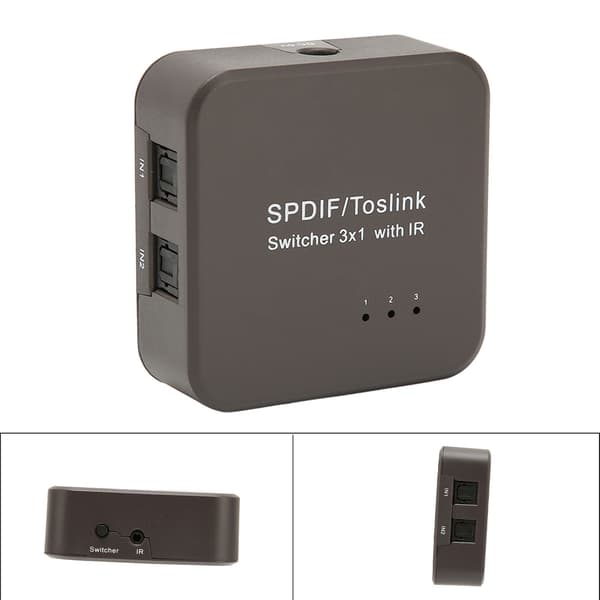 Digital Optisk Lydbryter 3 inn 1 ut Digital SPDIF Lydsplitter med Fjernkontroll