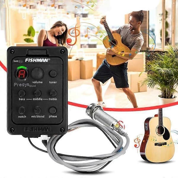 【BQ】Fishman 4-bands 301 EQ Stämapparat Piezo Mic Presys Blend Akustisk Gitarr Pickup Förförstärkare