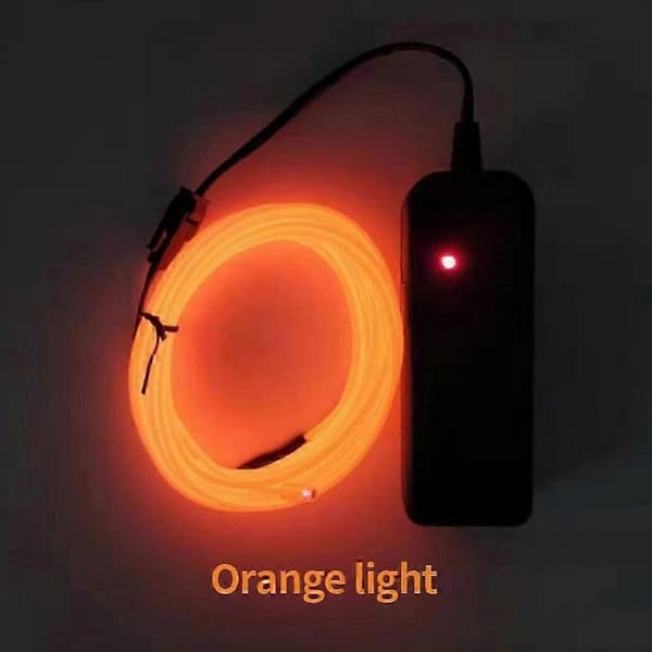 1m Glødende EL-trådskabel til julebalfest DIY-kostumer lys AA-batteri USB-kontrollampe 2,3 mm orange